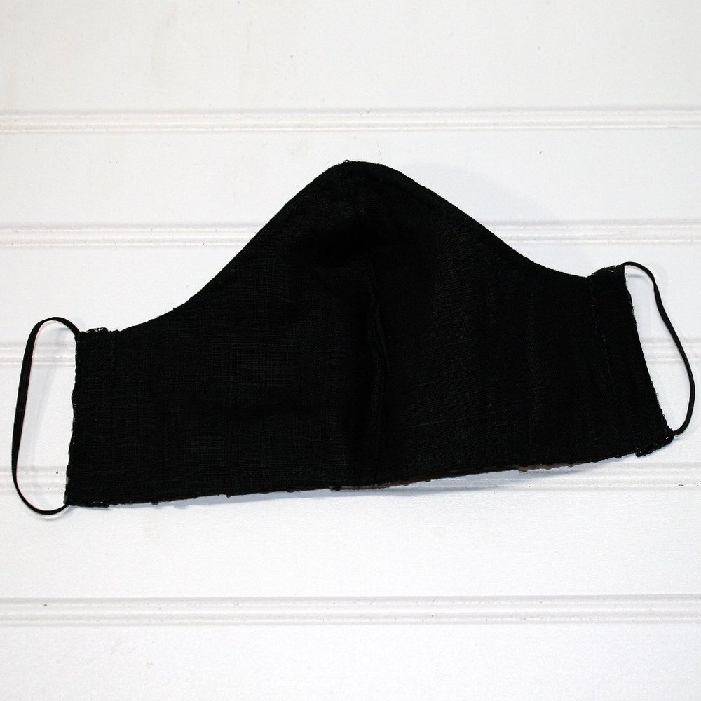 HANDMADE Cloth Solid Black Face Mask Shield - Picture 3 of 6